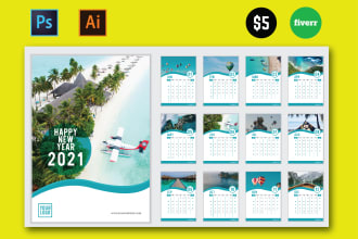 do custom planner, desk or wall calendar design