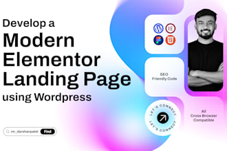 develop a responsive wordpress landing page,  modern elementor landing page
