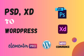 convert xd, PSD to wordpress by elementor pro