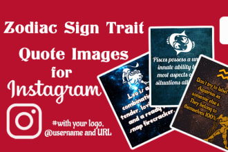 create zodiac sign quote images with logo for instagram
