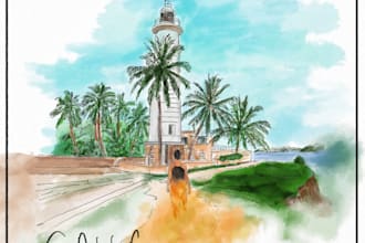 draw a digital watercolor drawing based on your adventures photo