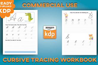 make custom cursive handwriting tracing workbook for KDP