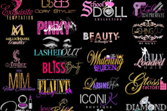 3 eye lash, hair extensions, and feminine logo design