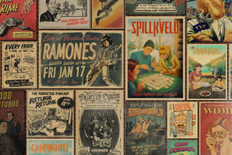 make a poster design in a retro vintage style