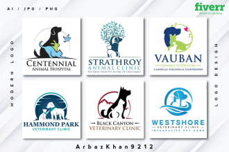 design pet, dog, cat or animal, and veterinary clinic logo