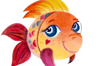 create cute cartoon watercolor  animals illustrations for you