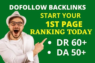 make DR 50 plus dofollow permanent homepage backlinks for google ranking