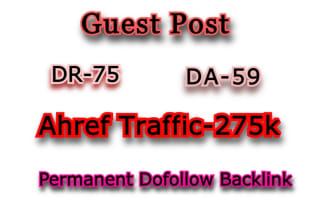 guest post on high dr 75 site with do follow backlink