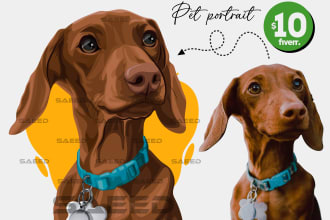 make amazing dog cat pet cartoon portrait with caricature