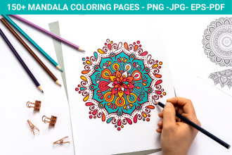 give 150 mandala coloring book pages for business