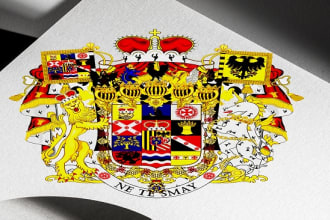 do professionally original family crest coat of arms logo with new concept
