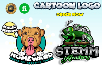 design cute cartoon pet, dog, cat or animal mascot logo