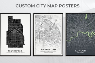 design print ready custom city map wall art posters