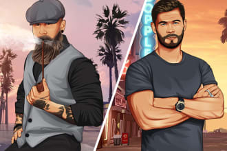 draw gta v cartoon game style from your photo