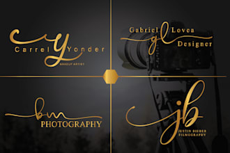 do luxury calligraphy initial signature logo for monogram watermark branding