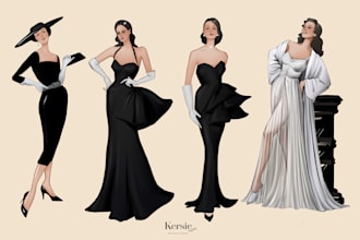 draw a fashion illustration in vintage style