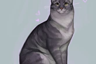 draw your pet full body pet portrait