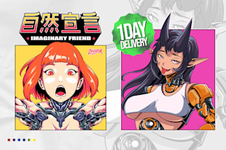 make anime tshirt design illustration for japan streetwear