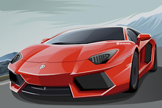 draw your car or vehicle in a cartoon portrait