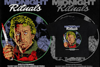 create vintage horror poster style tshirt design