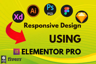 convert PSD, xd, sketch, ai, figma to wordpress using elementor pro