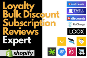 setup shopify subscription, reviews, rewards apps