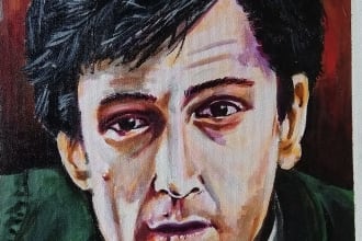 draw portraits of human and pets using acrylic on canvas