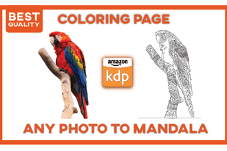 make mandala or zen animal coloring pages from photos