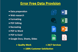 do data prepration, pdf to word, excel, ppt and csv format