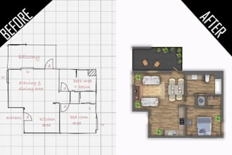 render plans and drawings on photoshop