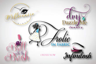 design natural hair, boutique and cosmetics logo