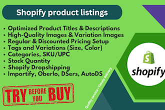 do shopify product listings and description writing