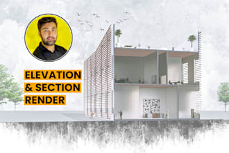 render architectural drawings elevation and section