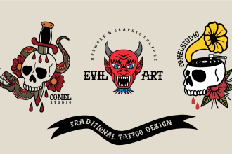 draw unique traditional tattoo design