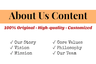 write your about us content for your website