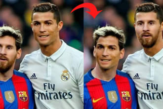 do head face swap,  funny photoshop editing