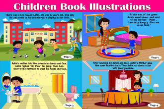 draw children book illustrations, children story or cover