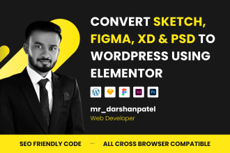 convert sketch, PSD, xd, figma to wordpress using elementor or elementor pro