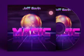 design album cover, neon cover, music cover, or podcast cover art