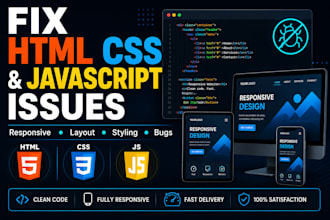 fix HTML, CSS, javascript and bootstrap issues
