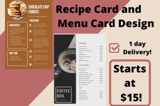 creatively design your menu card and recipe card