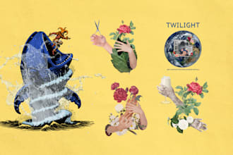 do unique collage art for cover book, cover art, album cover