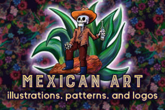 hand made illustrate a food poster, mexican original artist