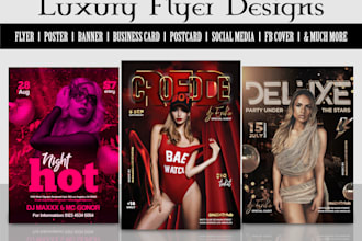 design dj, motion, nightclub, concert party, and event flyer