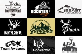 design a unique adventure outdoors, hunting and fishing logo