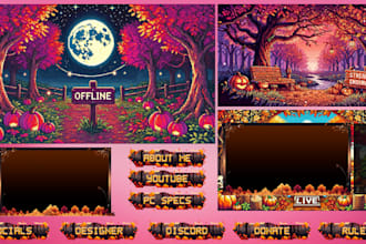 design a custom pixel art stream overlays for your channel and project