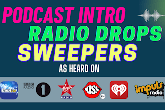 produce professional radio sweepers, podcast jingles, drops, intro, any format