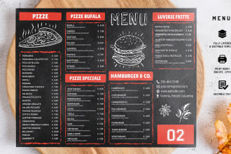 do an amazing menu design, food menu, restaurant menu design