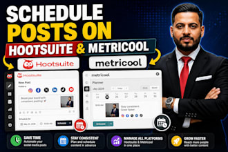 schedule your post via hootsuite and metricool