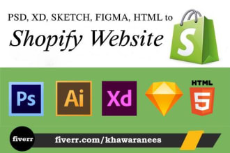 convert PSD, xd, ai, sketch, figma designs to responsive shopify store